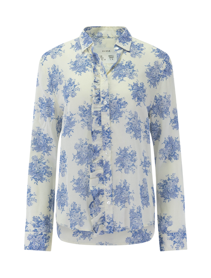 front view of the waterfall blouse in mini rosalie