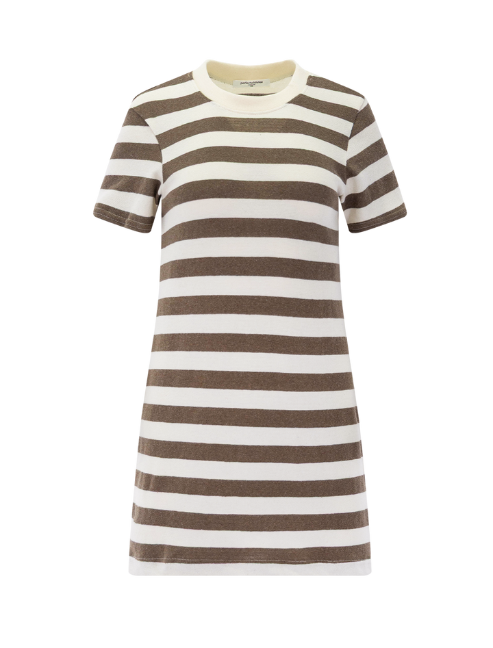 rhett rugby dress in mocha stripe