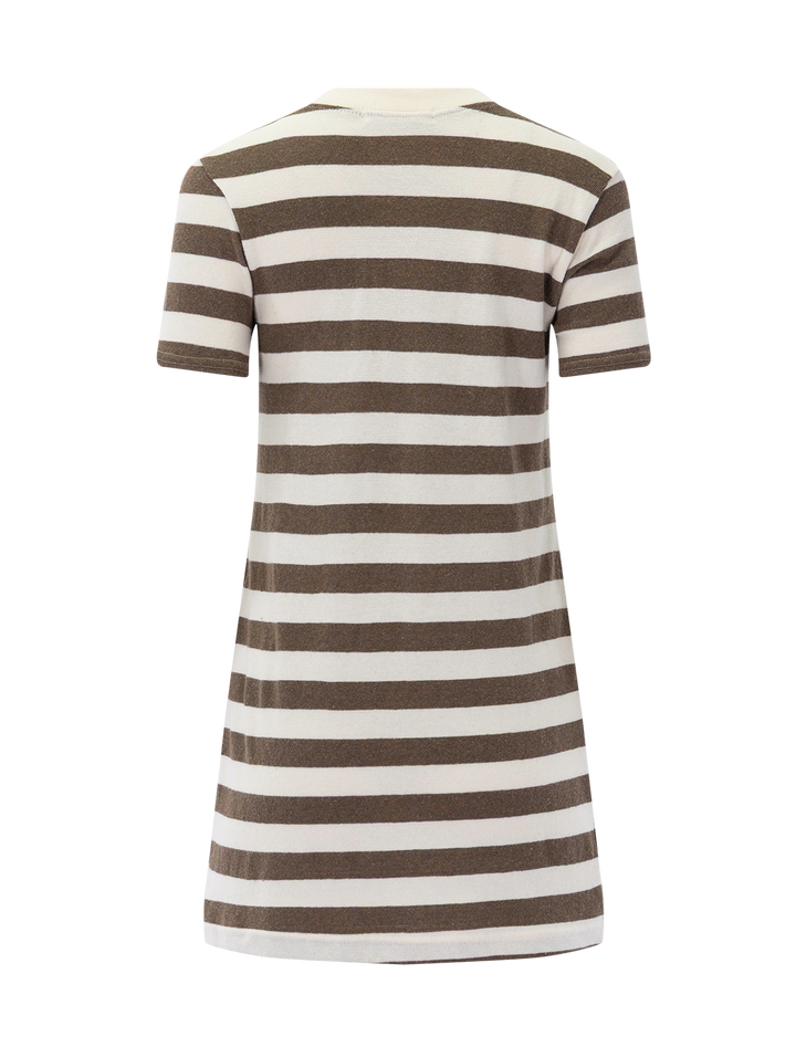 rhett rugby dress in mocha stripe