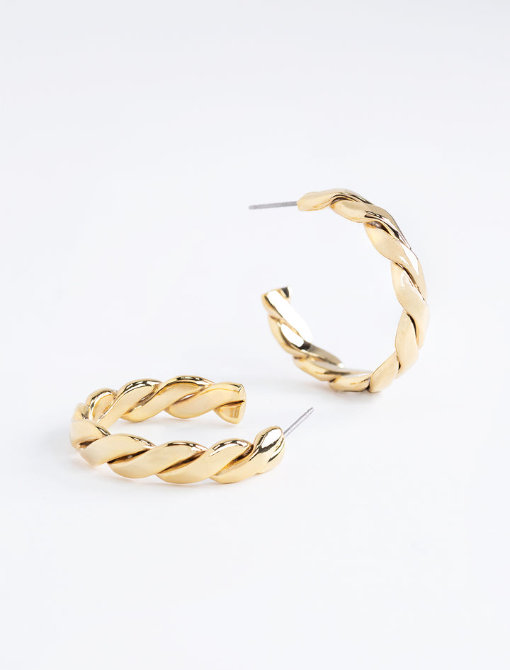twist hoops in gold