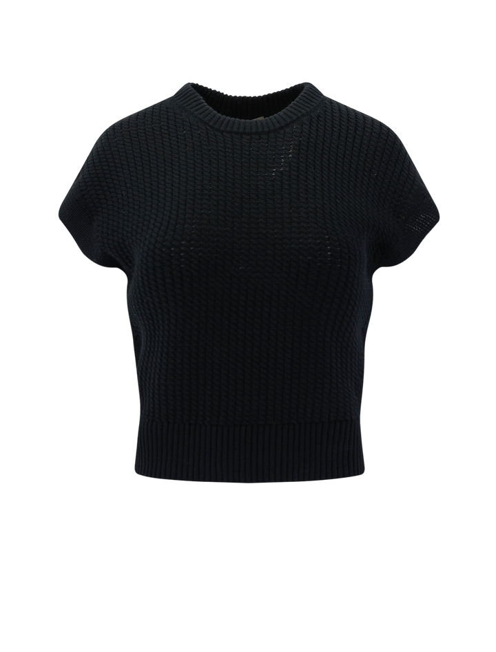 textured wedge sweater in black