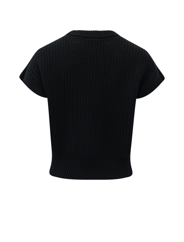 textured wedge sweater in black