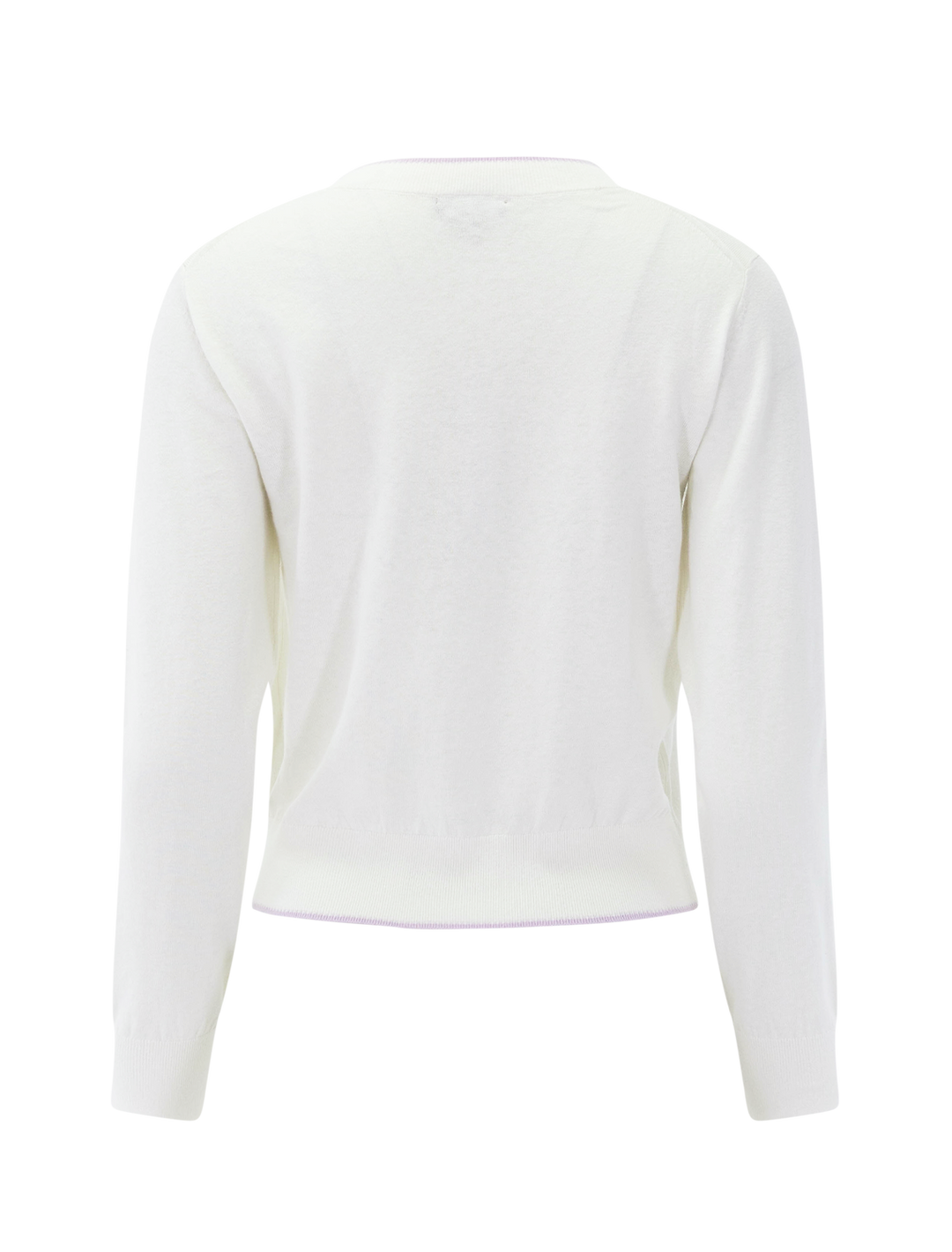 picot edge crewneck sweater in white linen