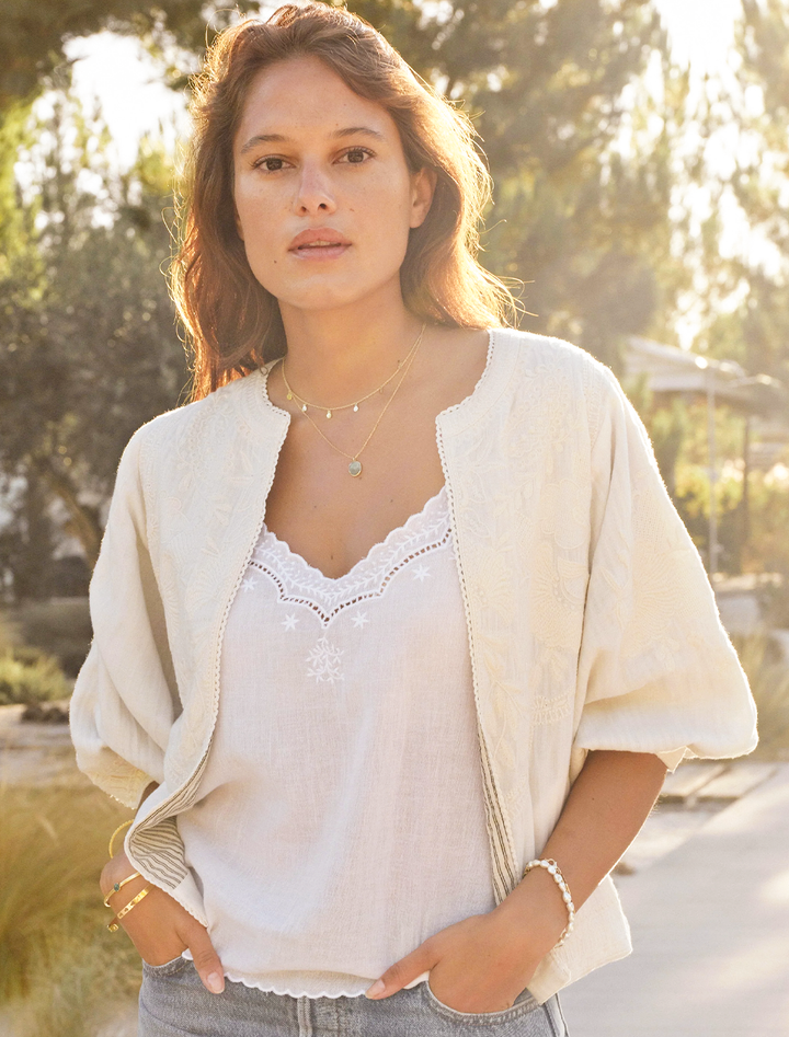 averi embroidered jacket in ivory