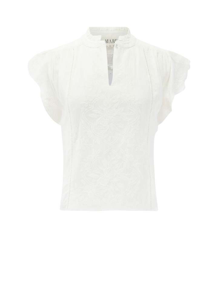 lilia embroidered top in ecru