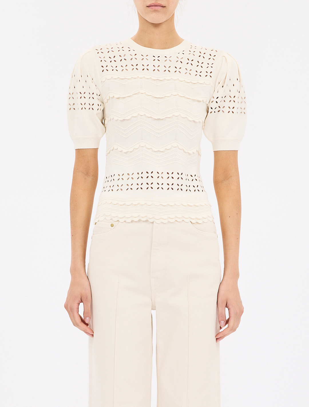 marcelena eyelet top in cowrie