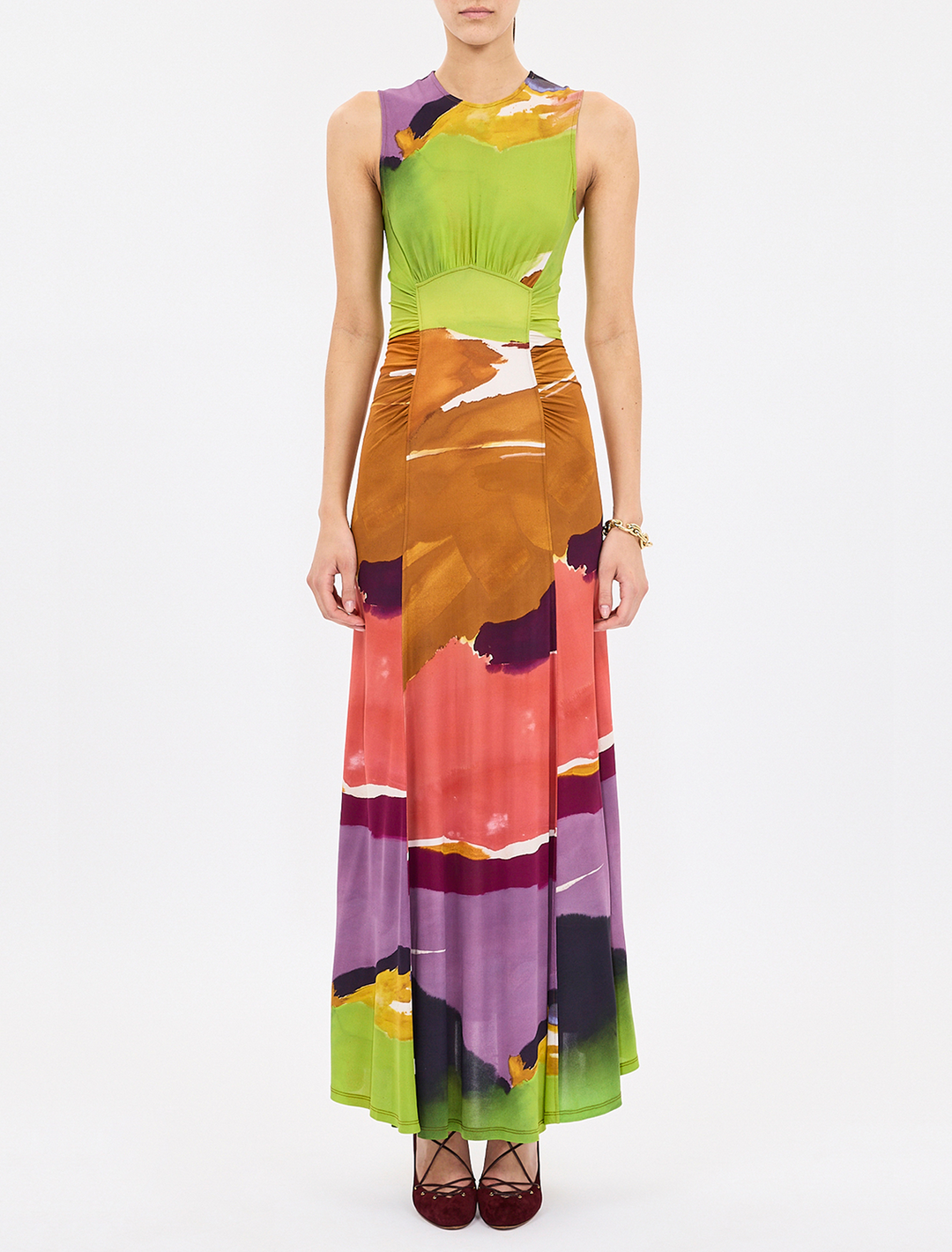 artist lana ruched jersey dress in nature abhors a vacuum