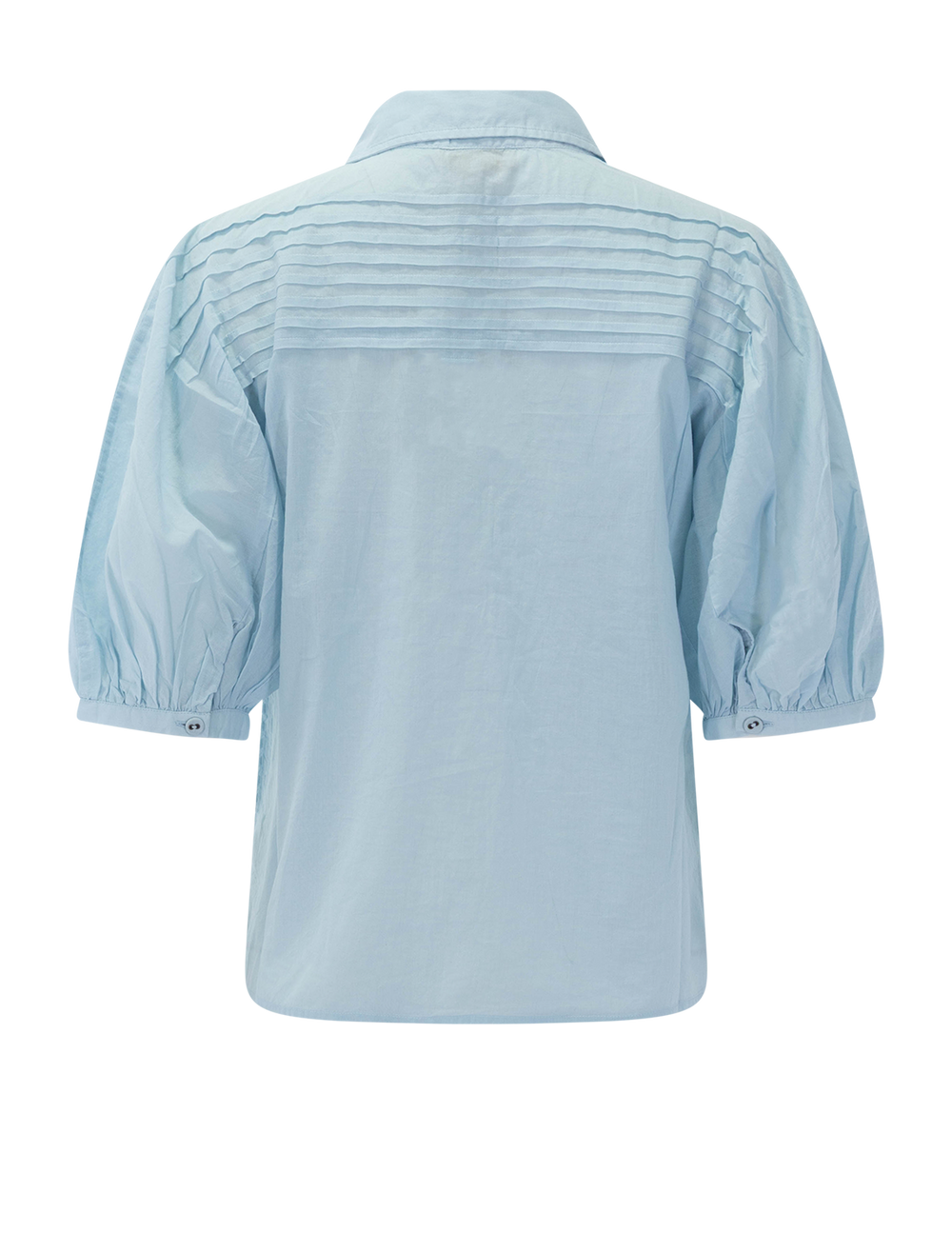 back view of cordelia button up top in adriatic