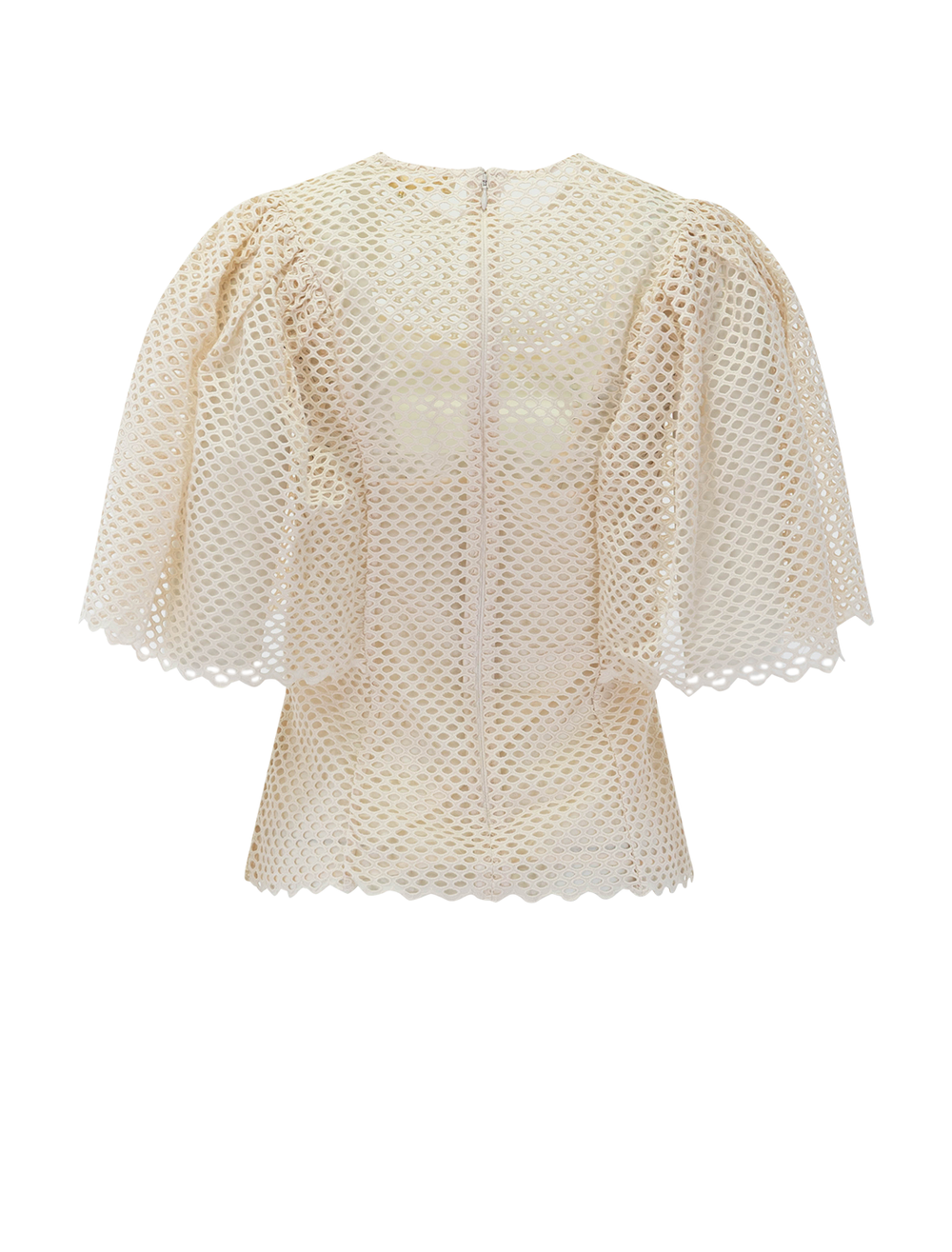 back view of hera eyelet top in cowrie