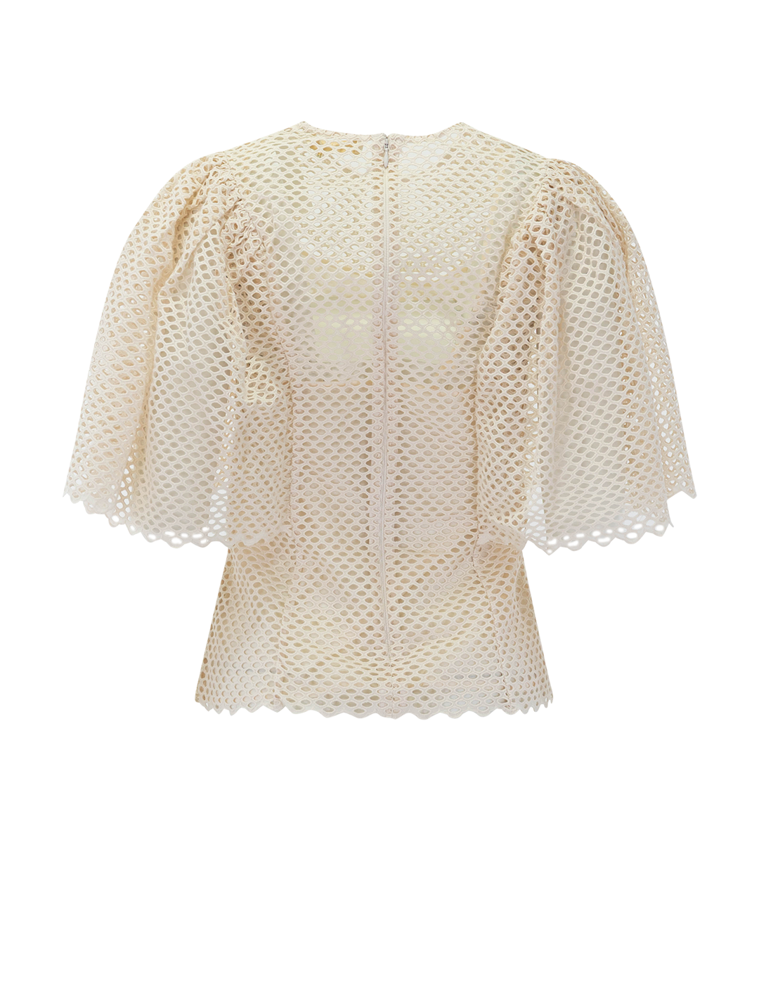 back view of hera eyelet top in cowrie