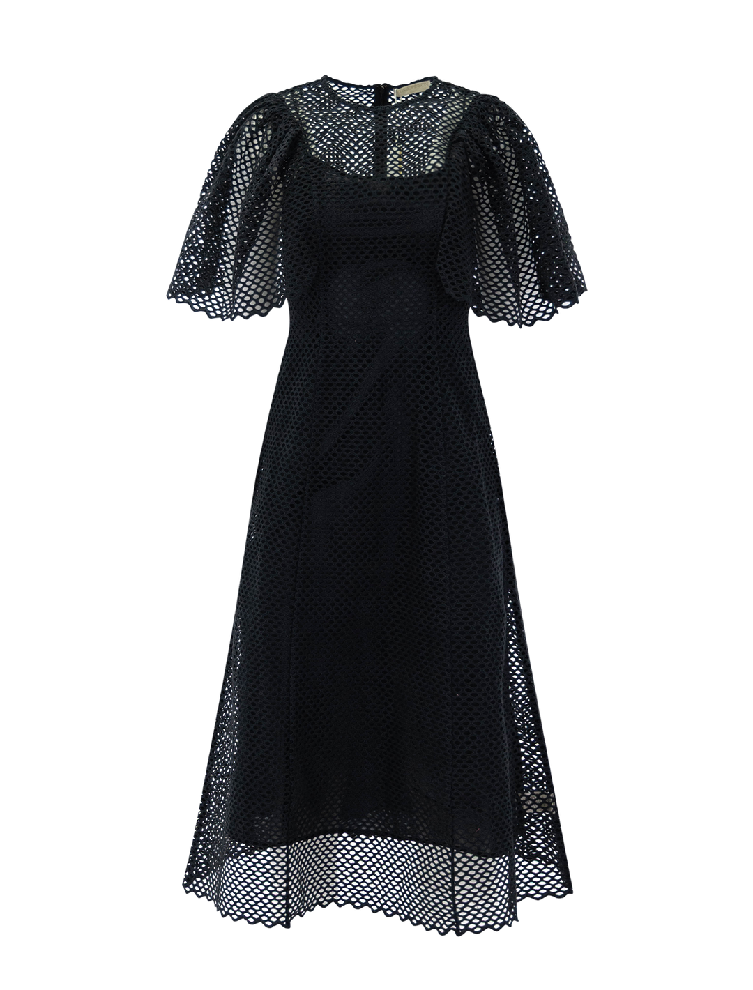 Front view of Ulla Johnson's gracelle eyelet dress in noir.