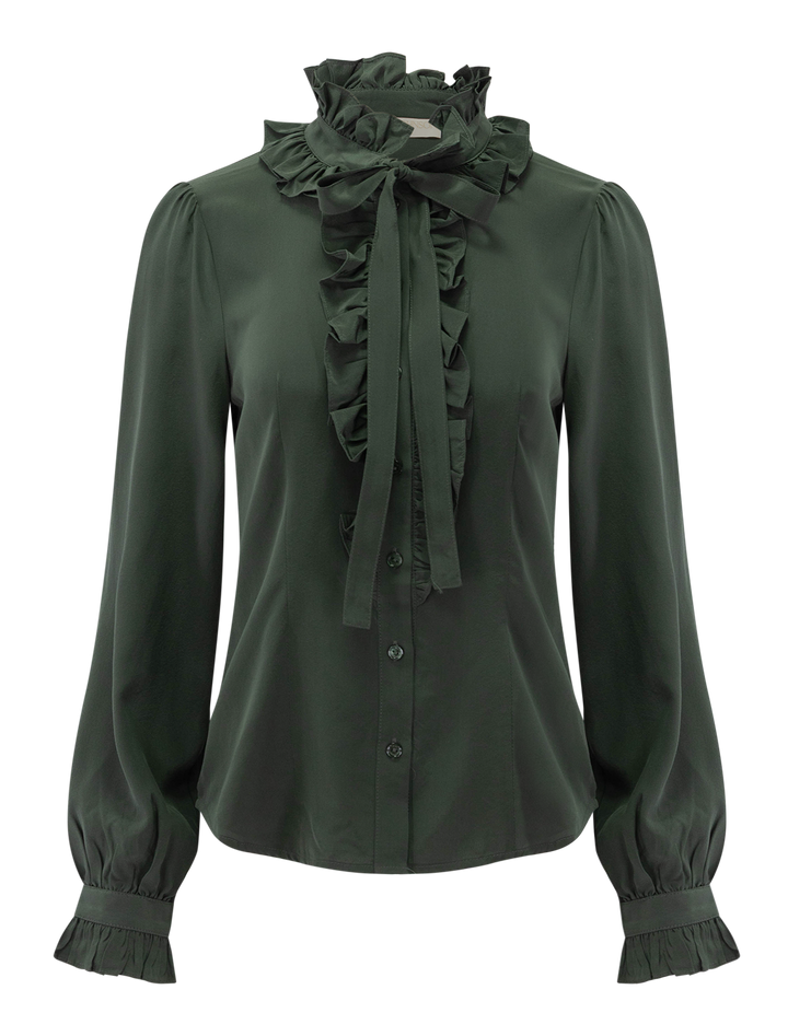 catroux silk blouse in cypress
