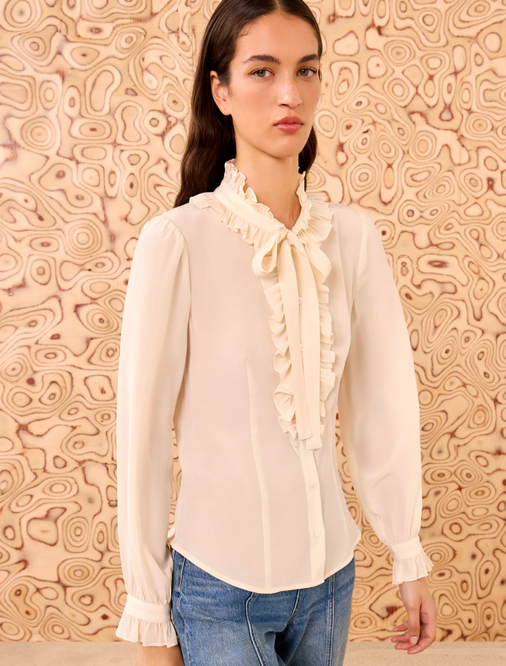 catroux silk blouse in pearl