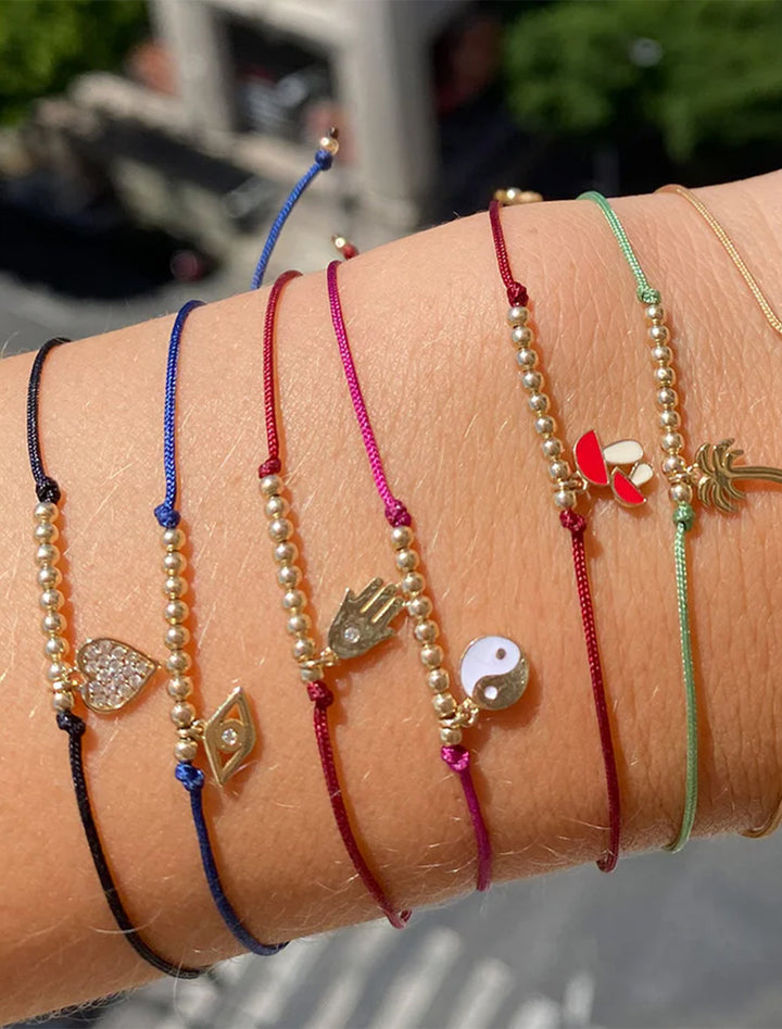 single stone hamsa cord bracelet