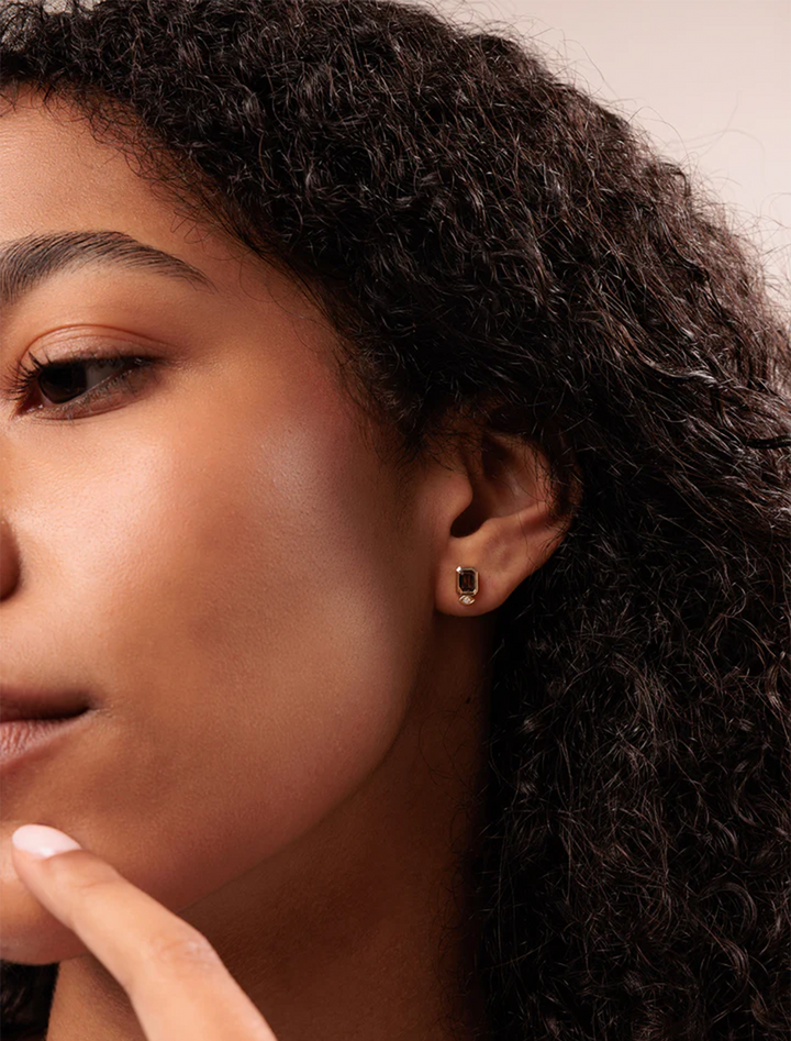 emerald cut marquise eye studs