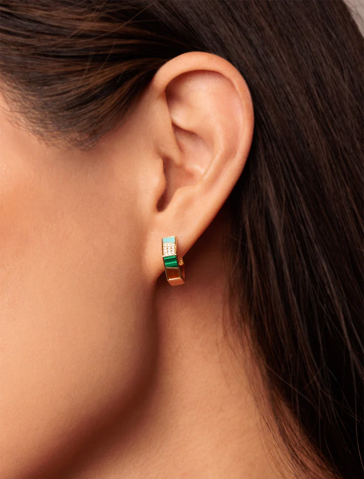 mosaic hexagon huggies