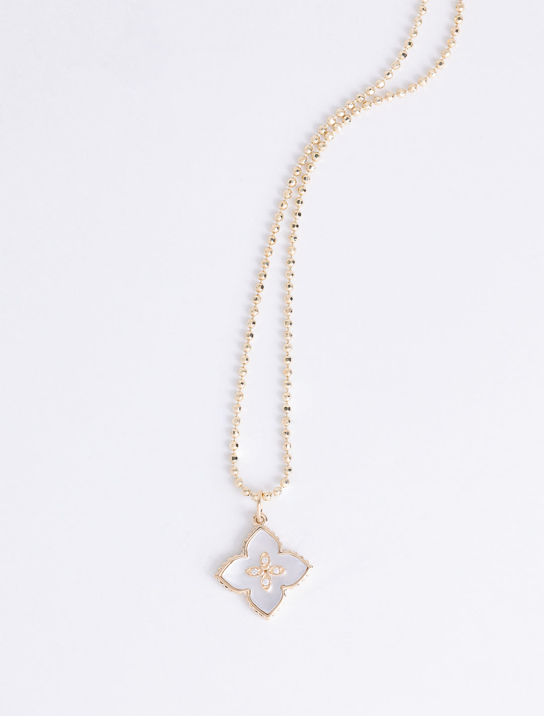 small stone inlay moroccan flower charm necklace