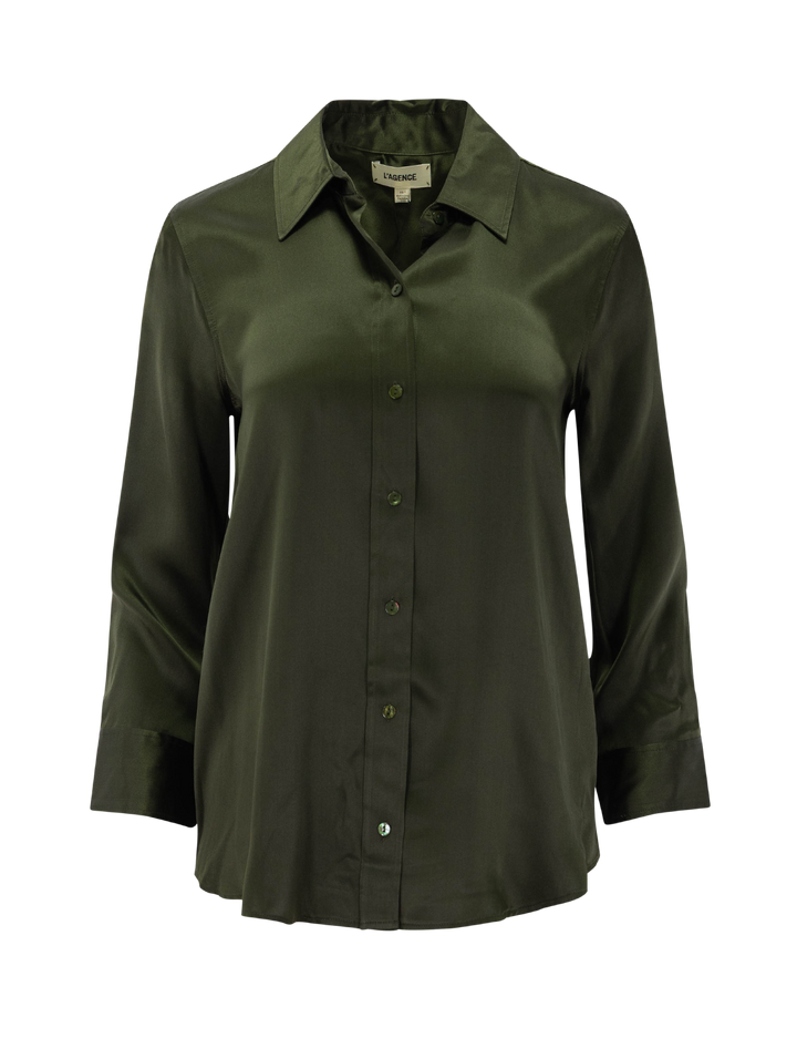 dani 3/4 sleeve blouse in deep olive