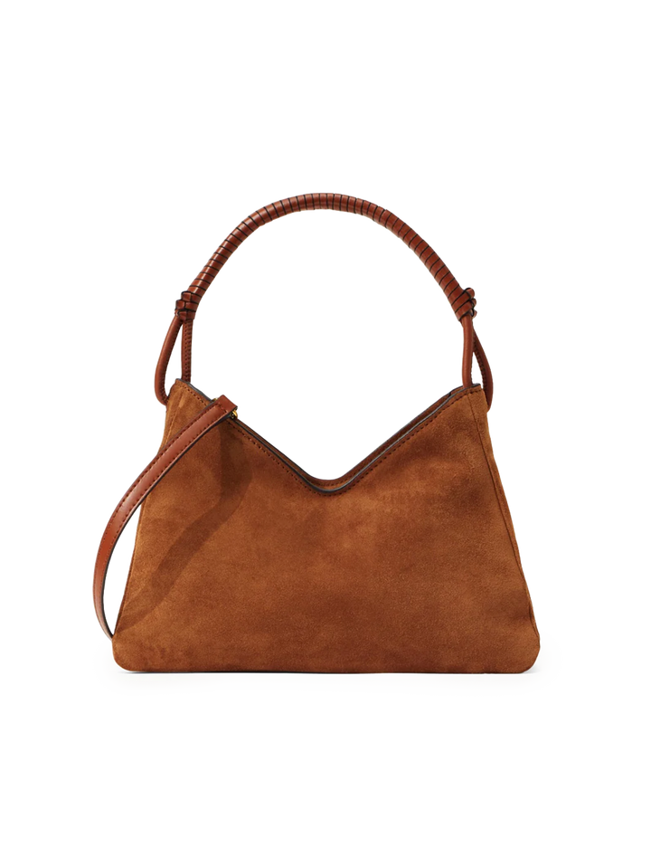 valerie shoulder bag in tan suede