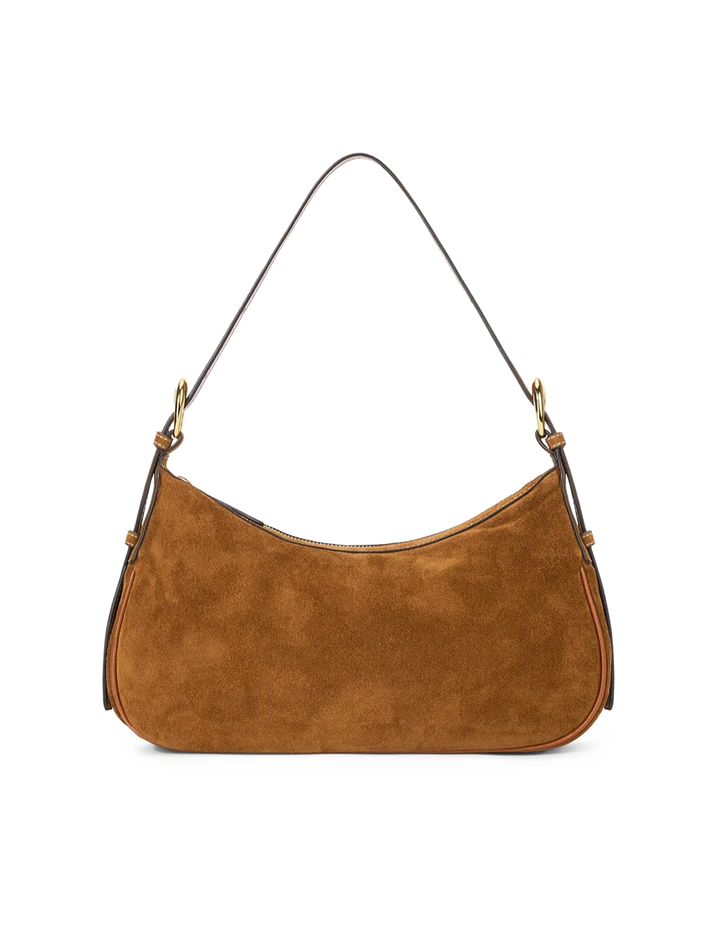 pine shoulder bag in tan suede