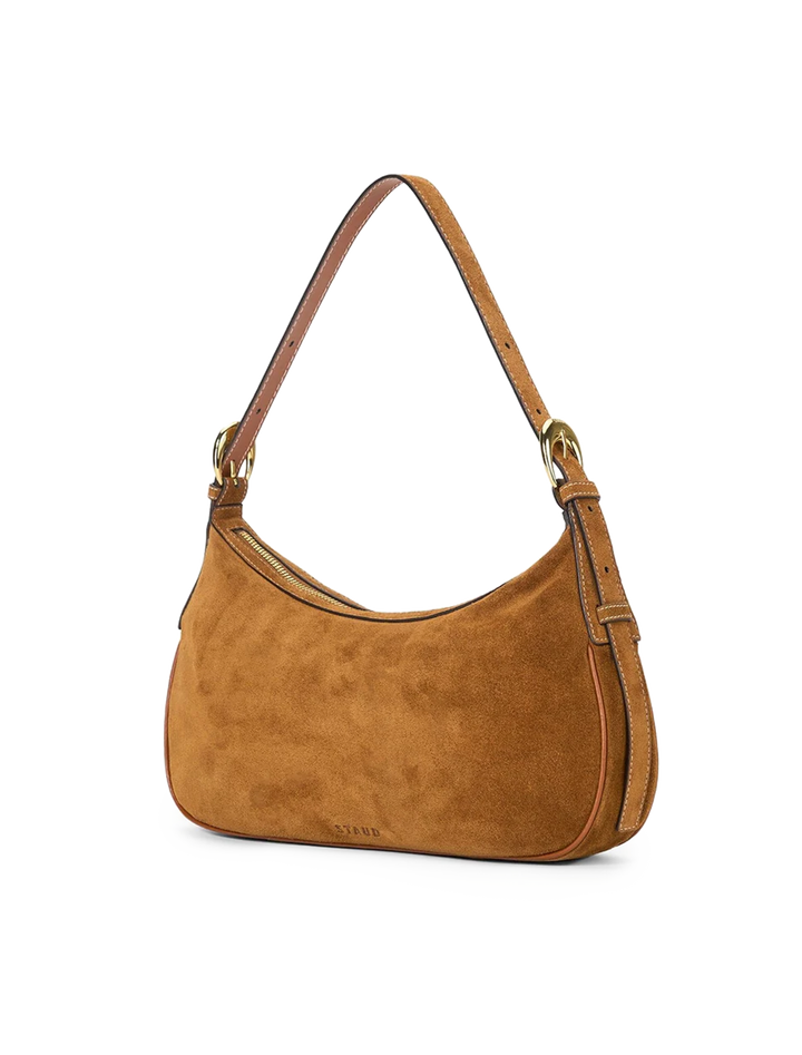 pine shoulder bag in tan suede