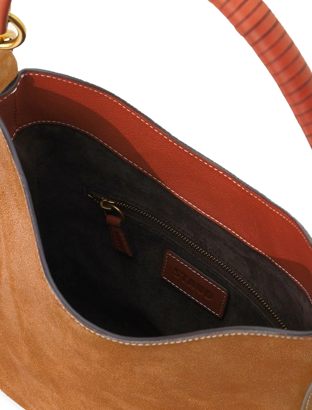 mel shoulder bag in tan suede