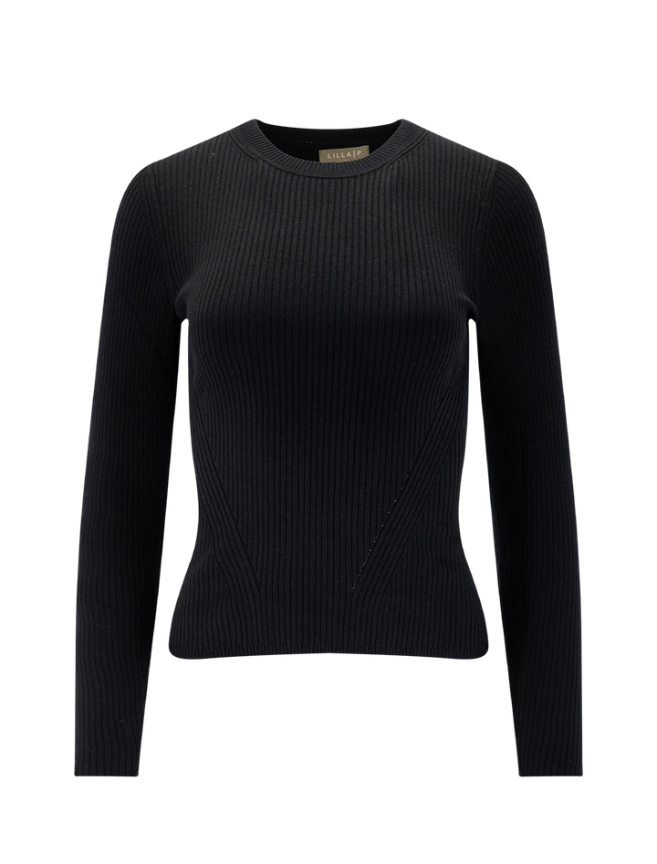 black crewneck ribbed sweater