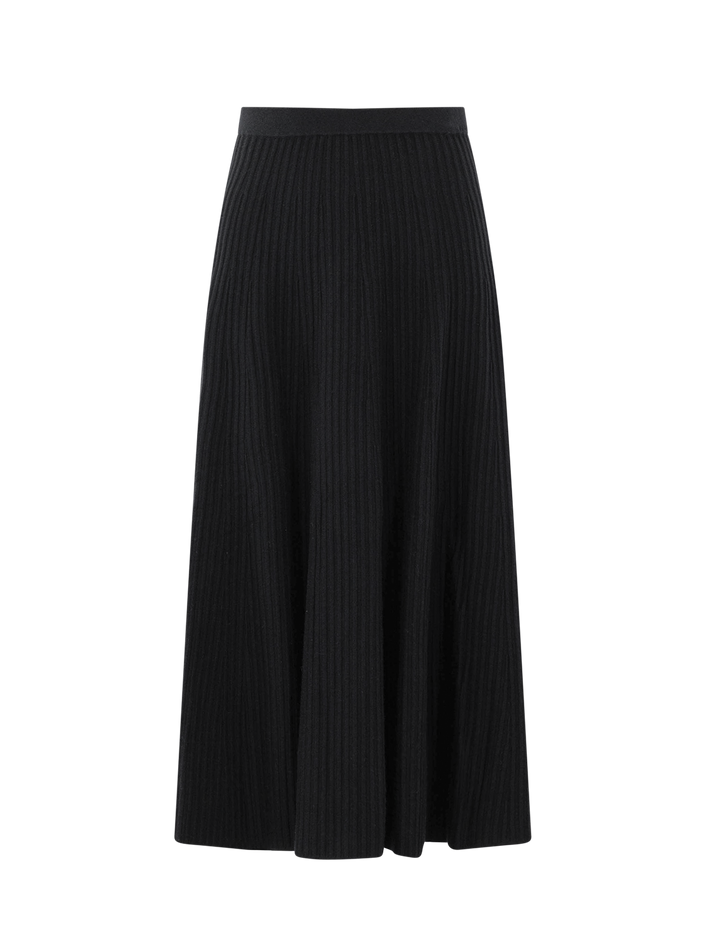 flared knit skirt in black