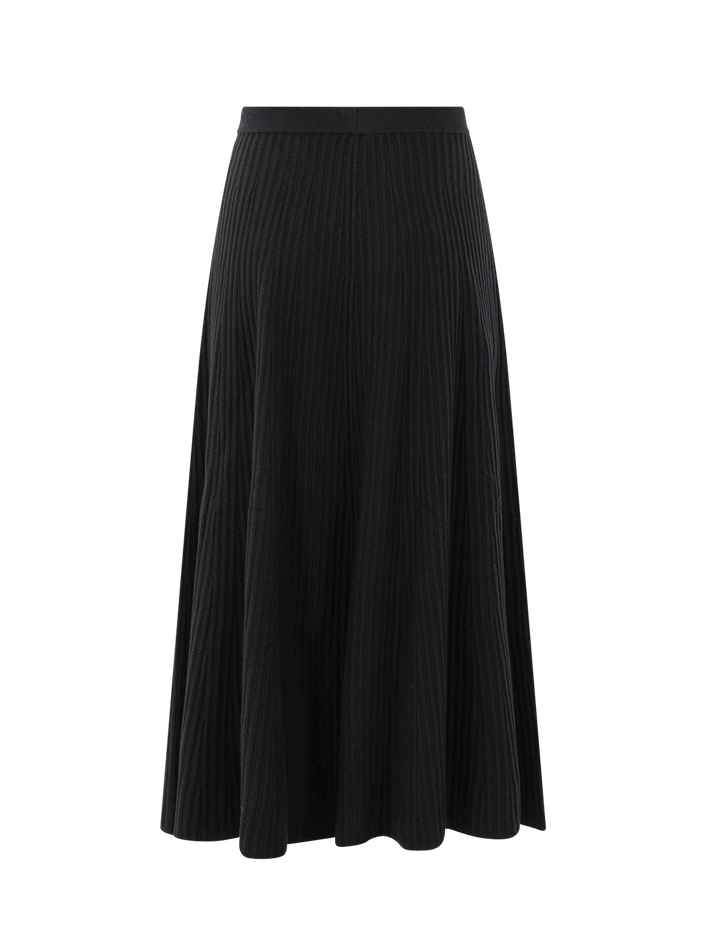 flared knit skirt in black