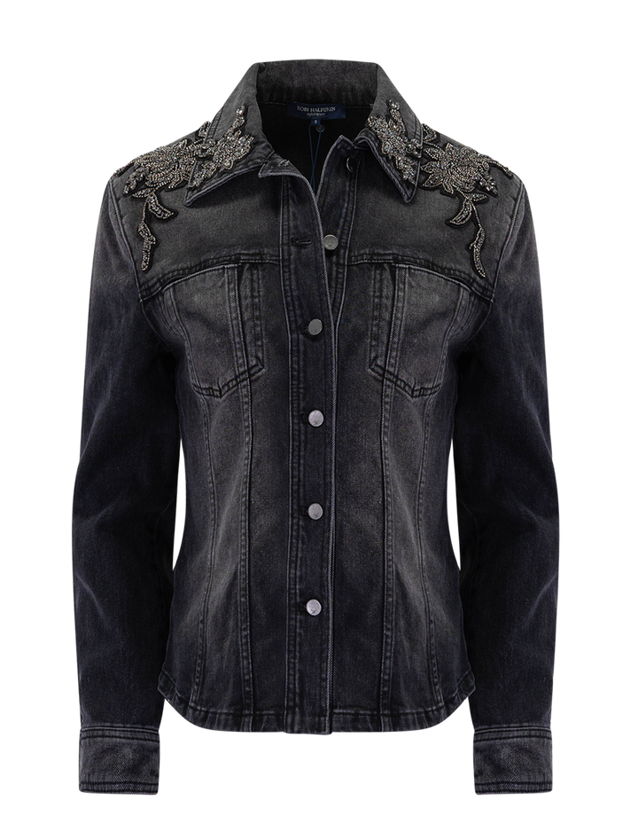 tally embellished denim shacket