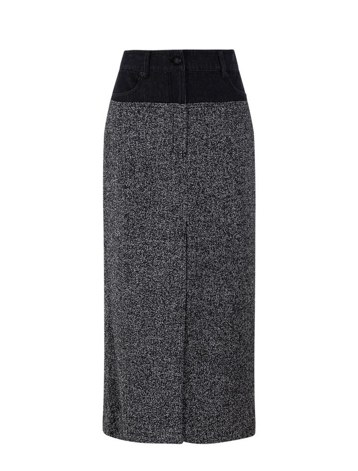 waylon tweed and denim skirt