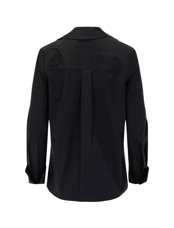 merit embellished poplin blouse in black