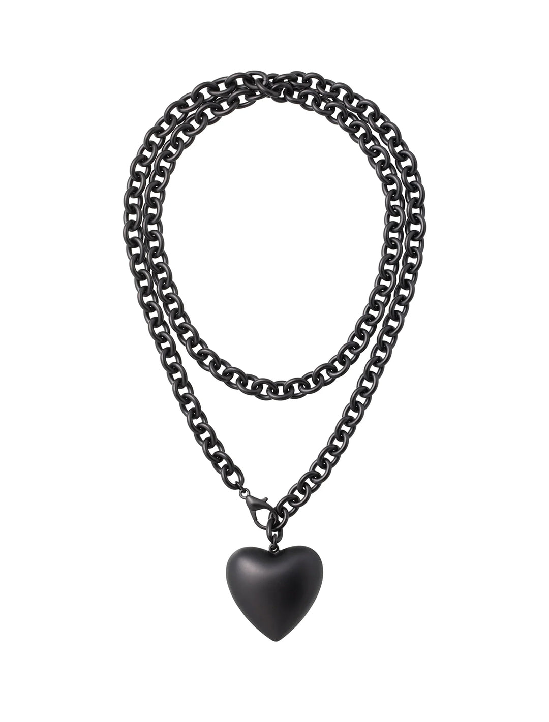 the puffy heart necklace in black