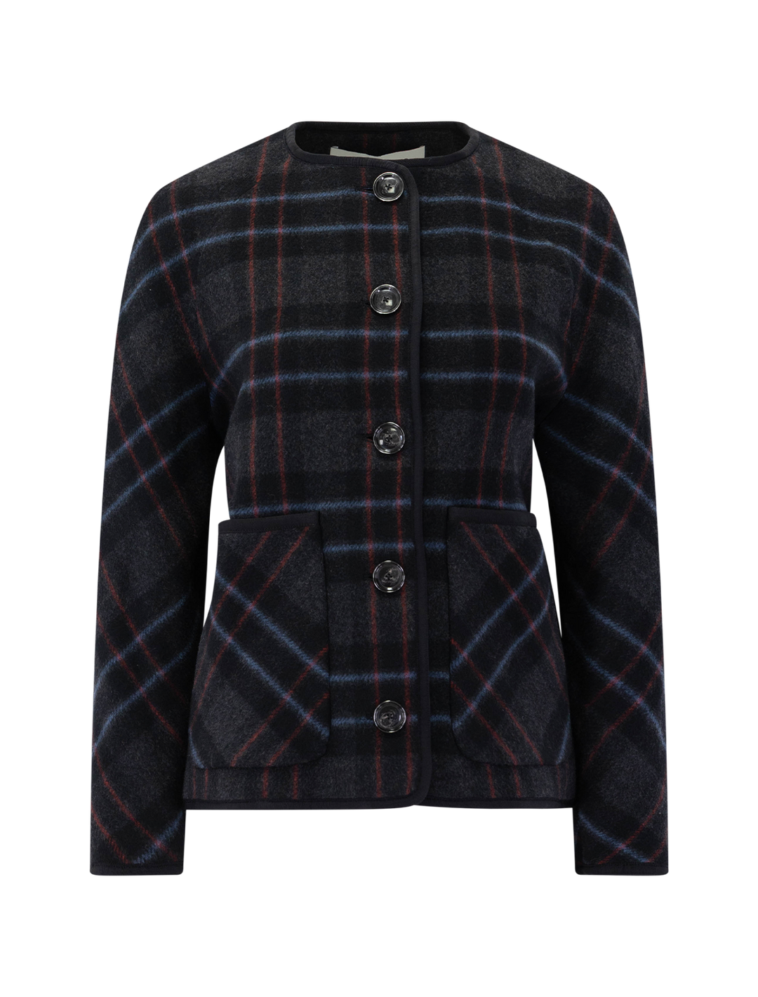 martine dickey scarf coat in black plaid