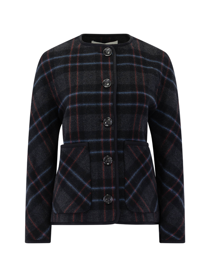 martine dickey scarf coat in black plaid
