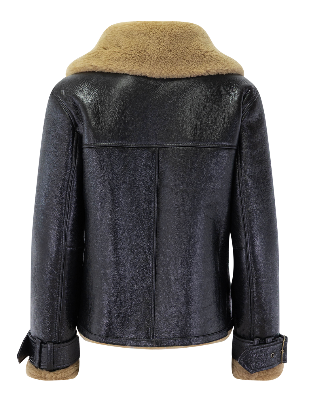 danika shearling jacket in shiny black