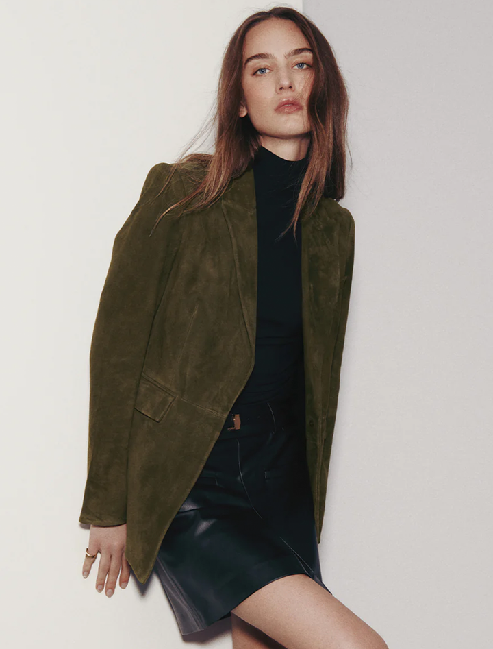 duane suede dickey jacket in cypress