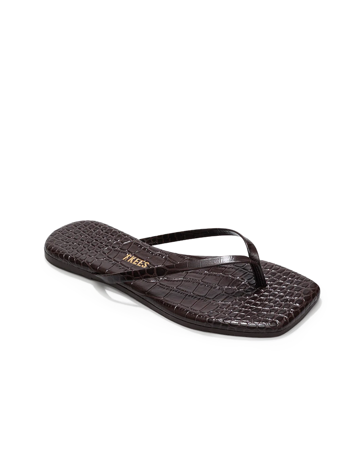 square toe lily in carob croc