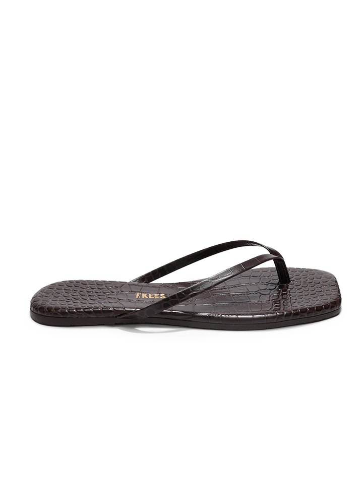 square toe lily in carob croc