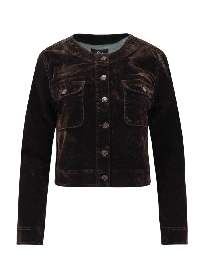 capistrano jacket in chocolate flocking