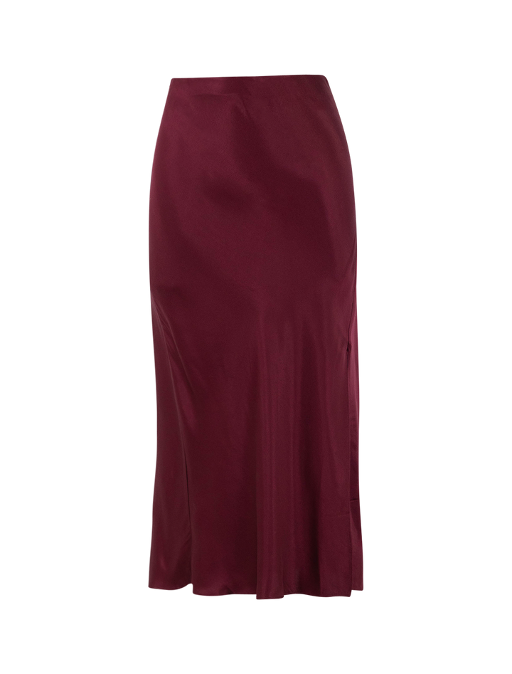 front view of maya skirt in garnet