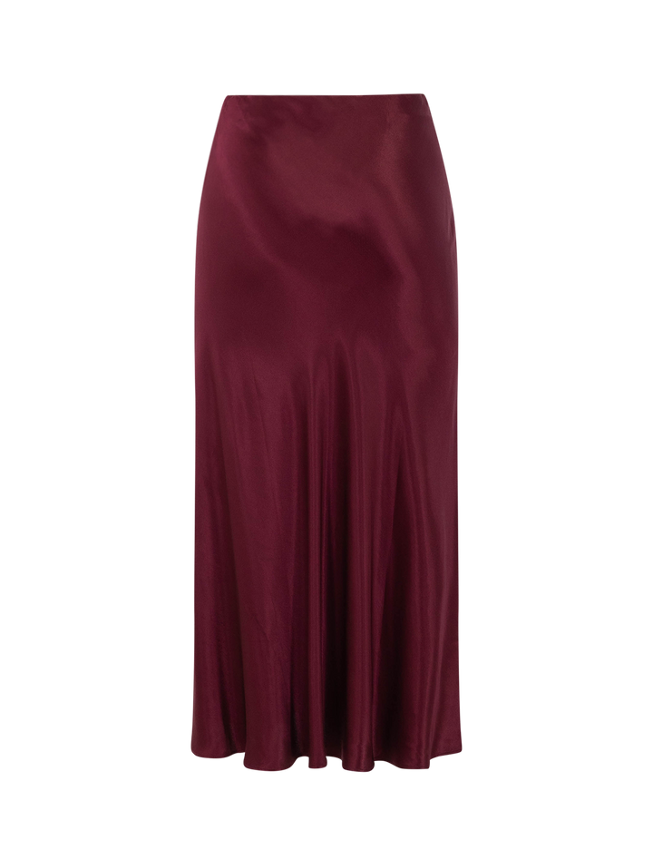 back view of maya skirt in garnet