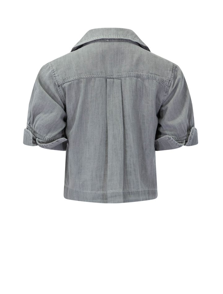 denim cuffed shirt in grey wash