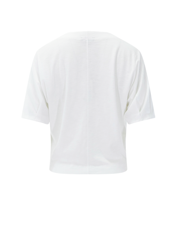 darted sleeve dolman wedge top in white