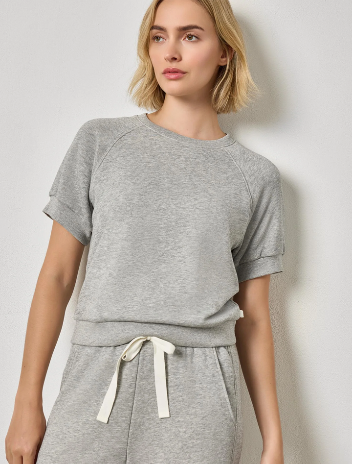 short sleeve terry sweatshirt in heather grey