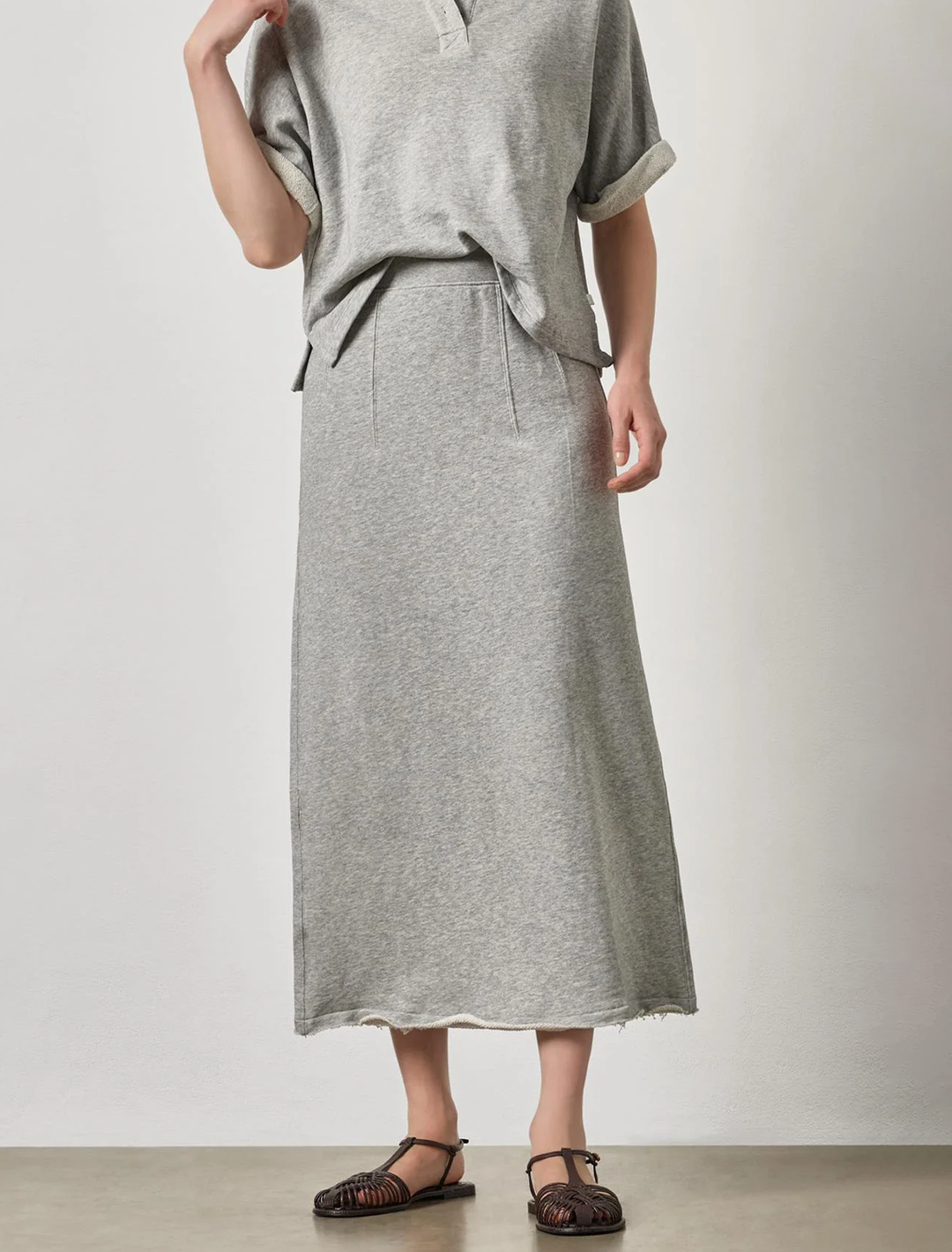 terry skirt in heather grey