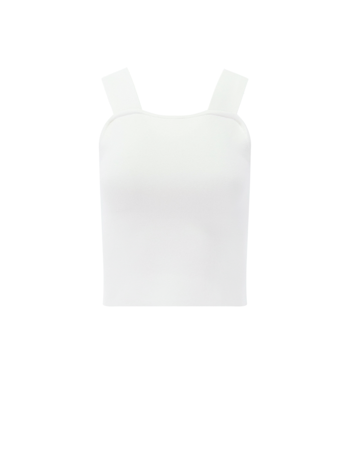 wide strap knit tank in white