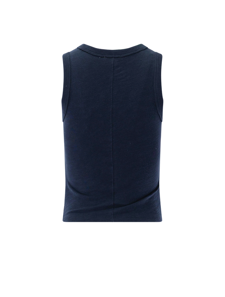 vintage side pleat tank in navy