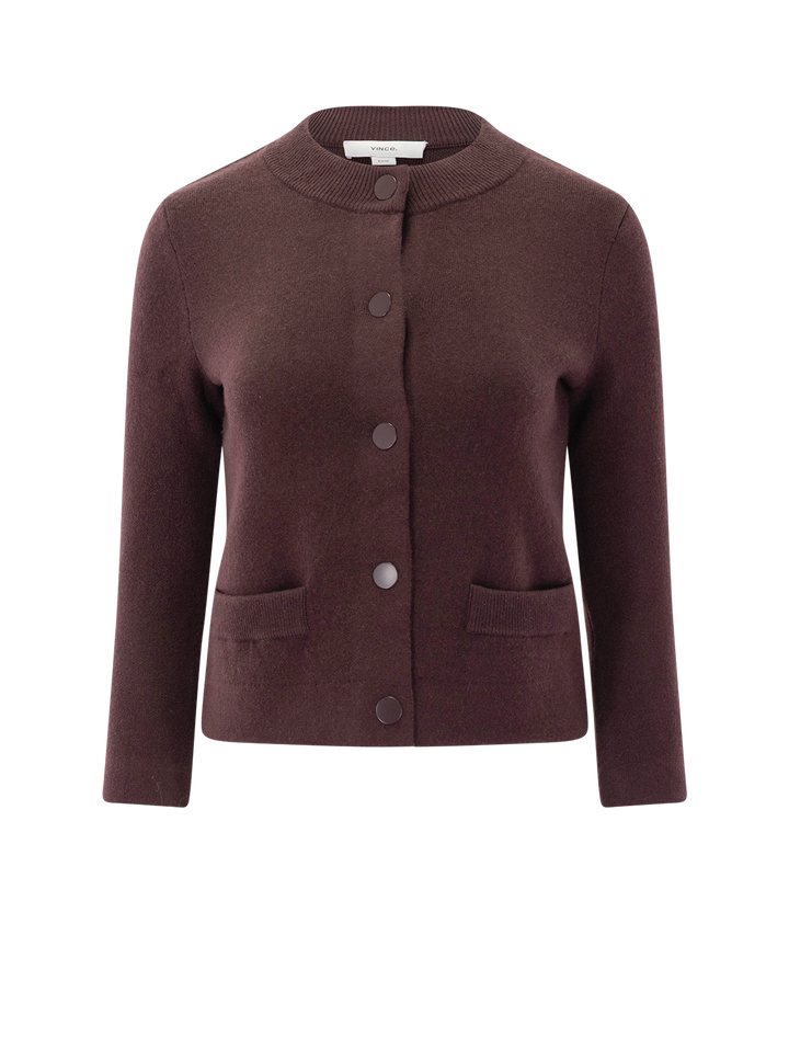 shrunken snap cardigan in fig