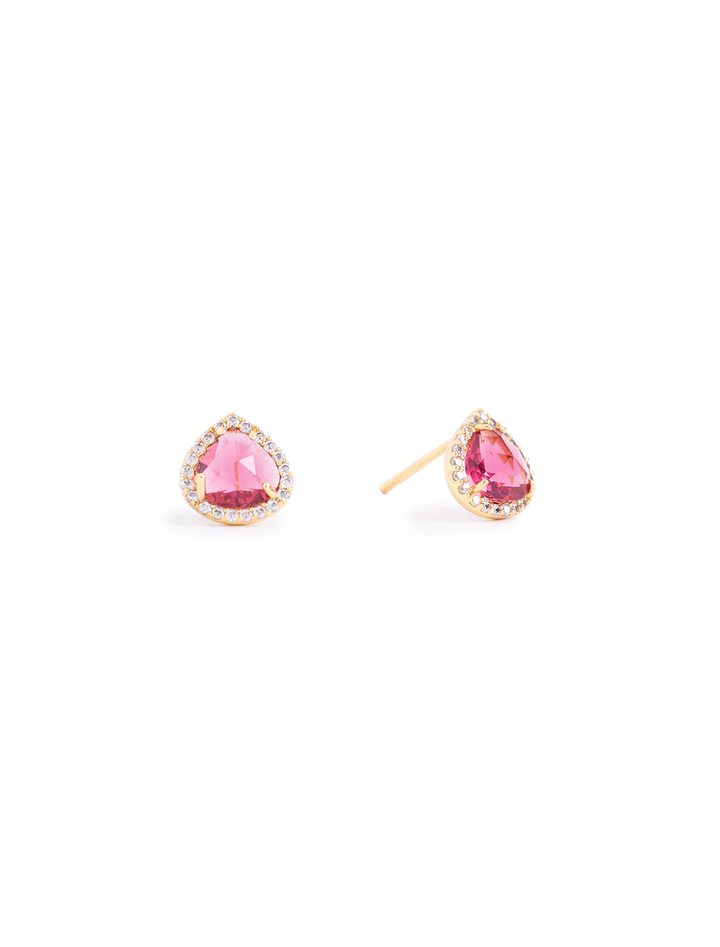 bezel set glass pear studs